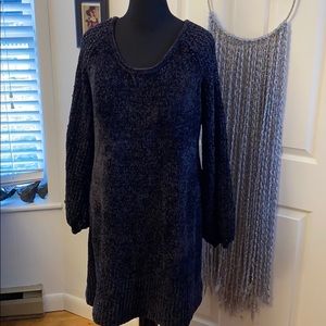 Chenille deep purple sweater dress